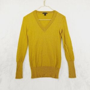 J.Crew Women's Mustard Yellow V-Neck Merino Wool Sweater P2056